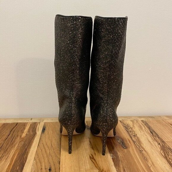 Cavallini Italy Heel Boots Black Gold Snake 8 NEW - Picture 3 of 9